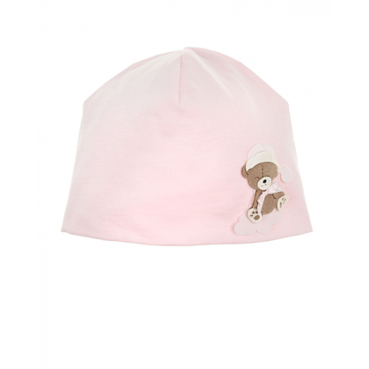 Розовая шапка с аппликацией &quot;медвежонок&quot; La Perla | Фото 1