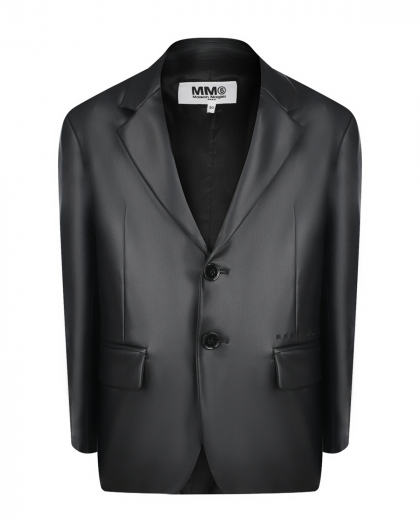 Черный пиджак из эко-кожи MM6 Maison Margiela | Фото 1