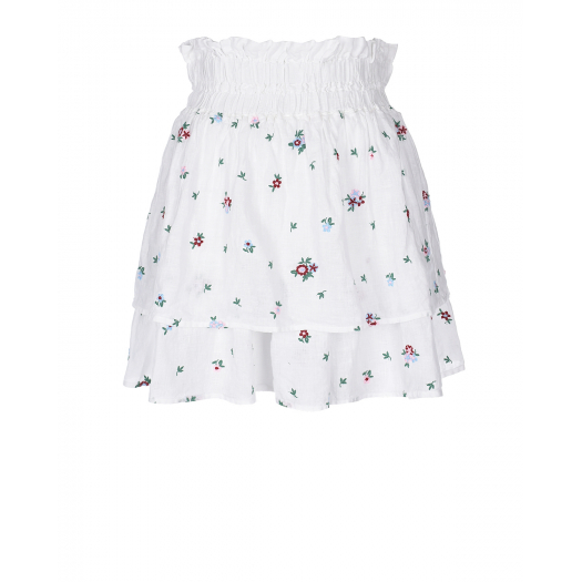 Белая юбка с цветочной вышивкой 120% Lino | Фото 1