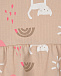 Бежевое платье с принтом &quot;лебеди и коты&quot; Sanetta Kidswear | Фото 3