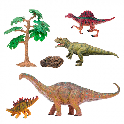 Динозавры и драконы для детей серии &quot;Мир динозавров&quot;: спинозавр, цератозавр, диплодок, кентрозавр (набор фигурок из 6 предметов) Masai Mara | Фото 1