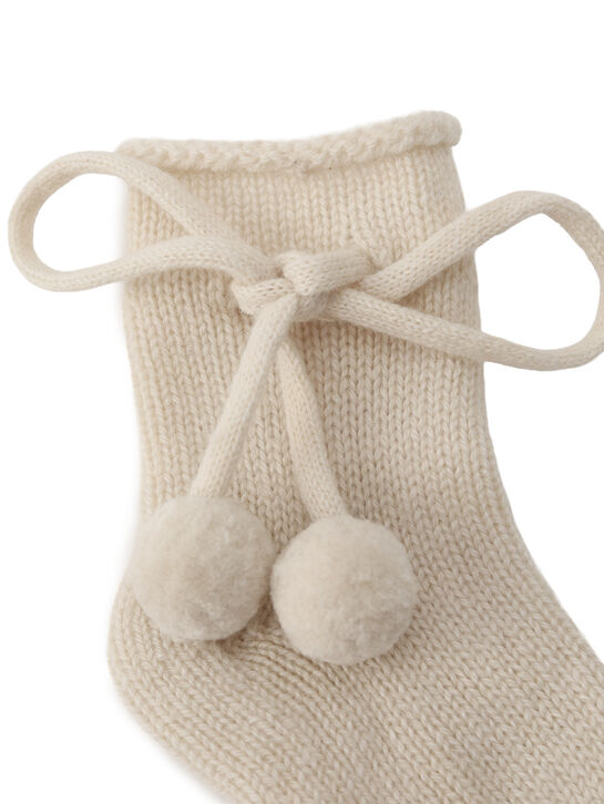 Носки кашемировые с бантиком, кремовые Oscar et Valentine | Фото 2
