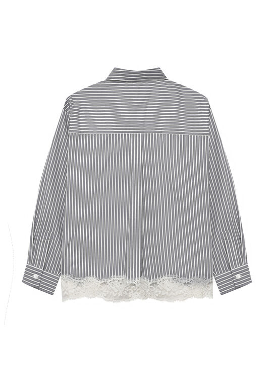 Рубашка в полоску с кружевной отделкой Ermanno Scervino | Фото 2