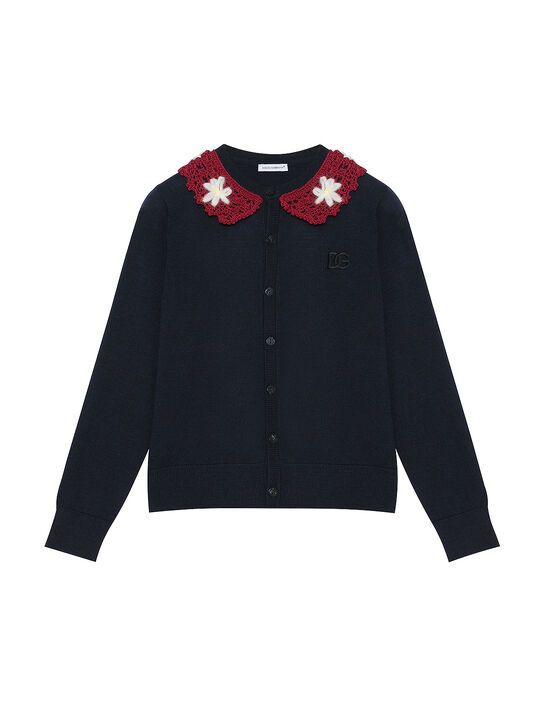 Кардиган с красным воротником, синий Dolce&Gabbana | Фото 2