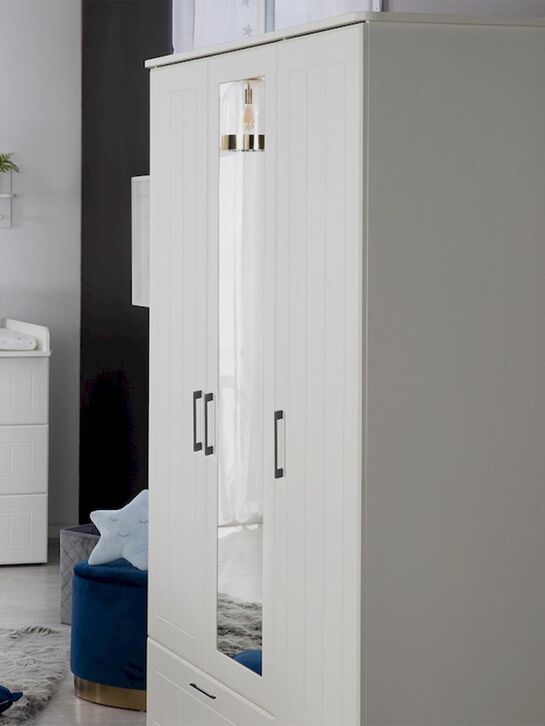 Трехстворчатый шкаф Sylt Baby с зеркалом, белый Roba | Фото 3