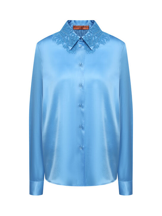 Рубашка из голубого шелка Ermanno Scervino | Фото 1