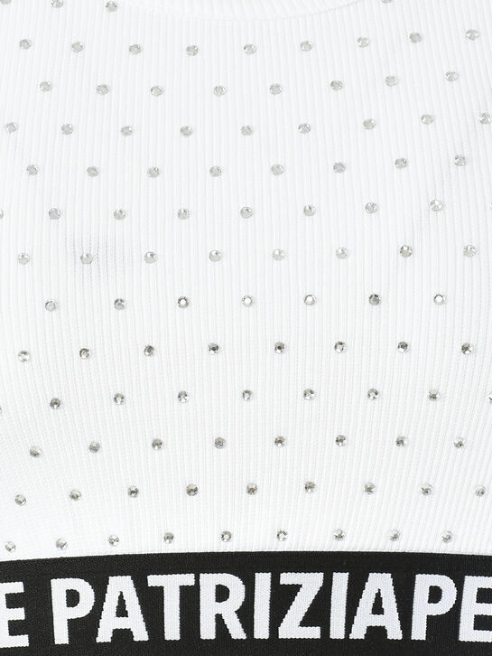 Кроп-топ в стразах с логотипом, белый Patrizia Pepe | Фото 4