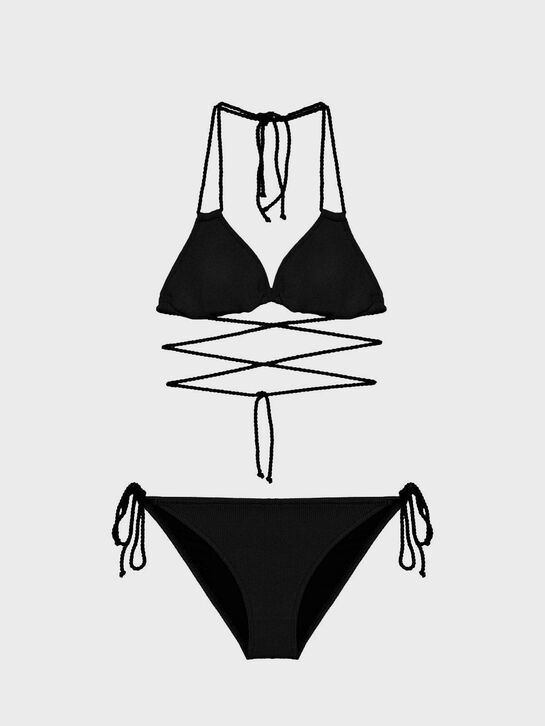 Купальник раздельный с удлиненной шнуровкой, черный NATAYAKIM | Фото 1