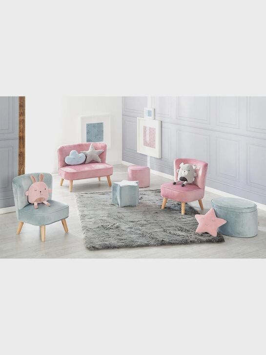 Детский велюровый овальный пуфик Lil Sofa, голубой Roba | Фото 12