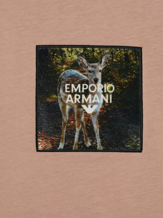 Футболка с принтом олененка, розовая Emporio Armani | Фото 4