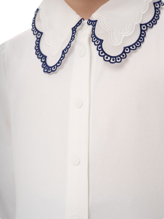 Рубашка с контрастной тесьмой, белая KengLabel | Фото 4