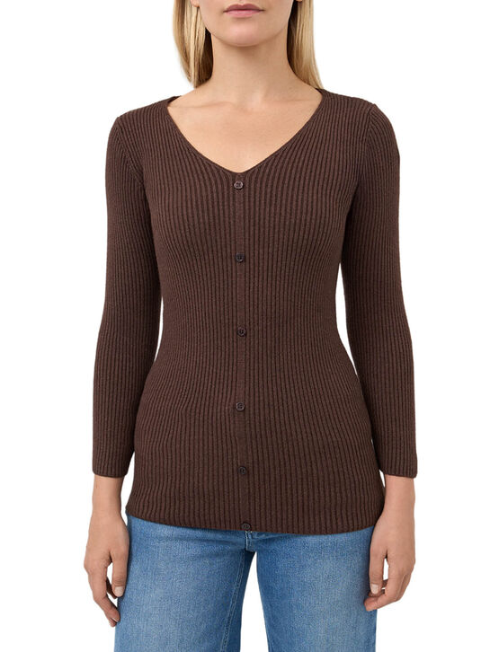 Джемпер BELLA в рубчик на пуговицах, темно-коричневый Pietro Brunelli | Фото 3