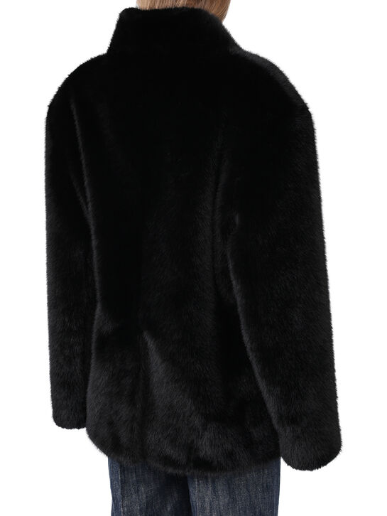 Пальто из эко-меха, черное Flashin | Фото 6