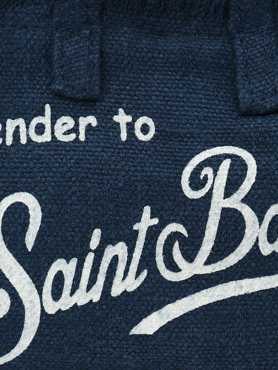 Синяя сумка изо льна Saint Barth | Фото 4