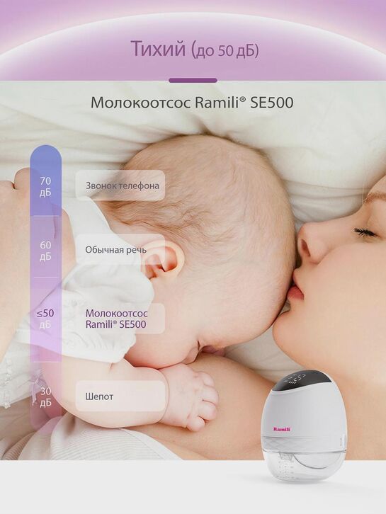 Бионический электронный молокоотсос 2в1 под бюстгальтер SE500 Ramili | Фото 11