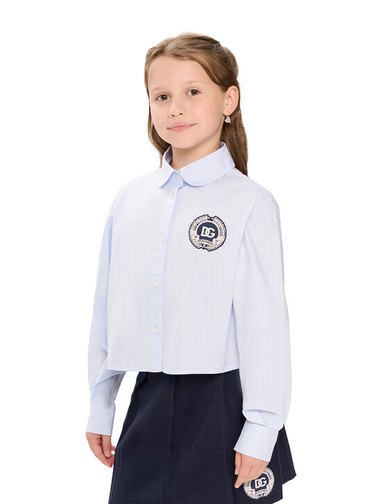 Рубашка с круглым воротником, голубая Dolce&Gabbana | Фото 3