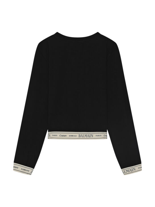 Свитшот укороченный с контрастной лентой Balmain | Фото 2