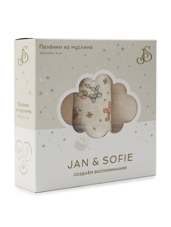 Комплект пеленок из муслина 3 шт, 120х120 см Jan&Sofie | Фото 13