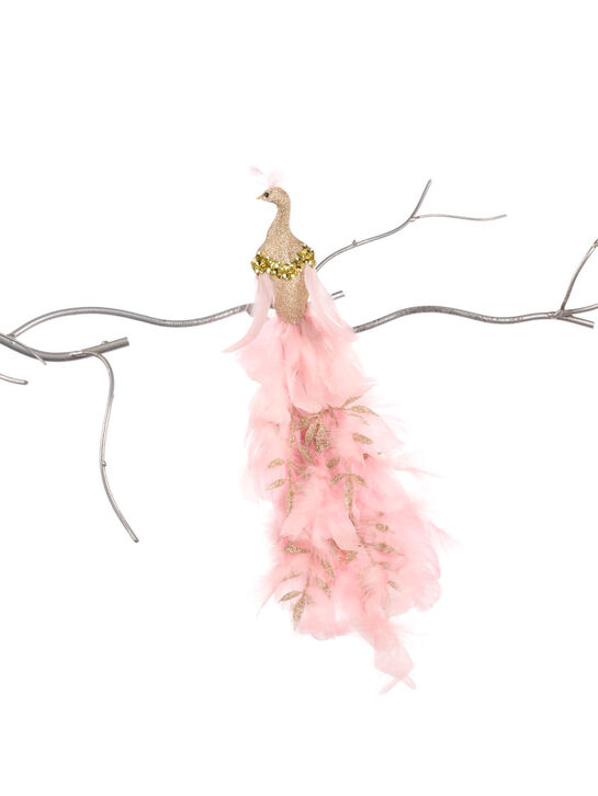 Декоративный розовый Павлин с длинным хвостом, 41 см Goodwill | Фото 1