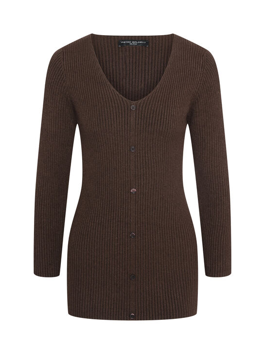 Джемпер BELLA в рубчик на пуговицах, темно-коричневый Pietro Brunelli | Фото 1