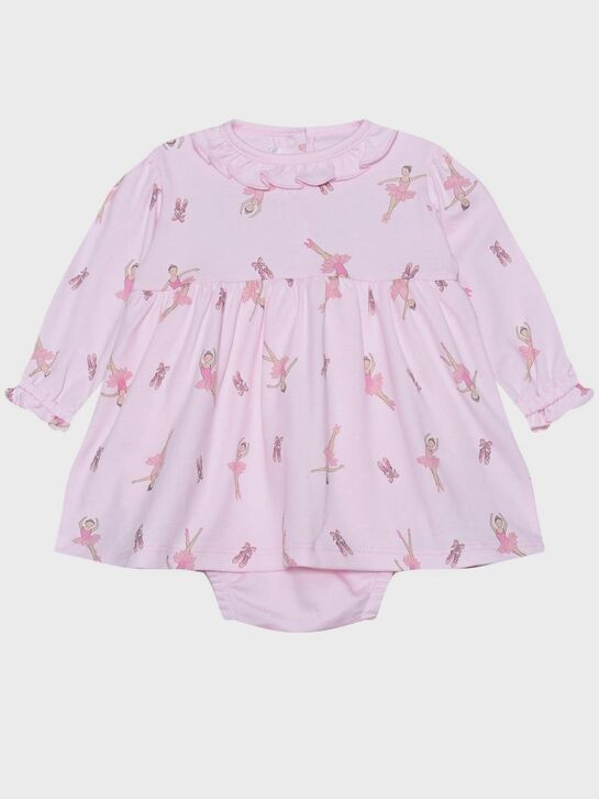 Платье-боди с принтом балерин, розовое Lyda Baby | Фото 1