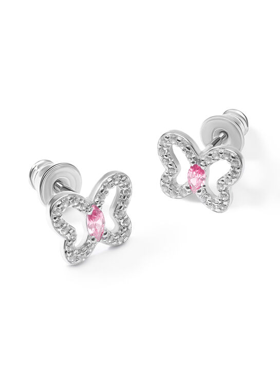 Серьги пусеты Бабочка с розовым камнем Sneak Peek | Фото 2
