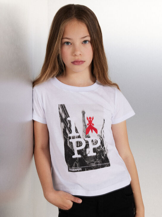 Футболка с принтом Эйфелевой башни, белая Patrizia Pepe | Фото 2