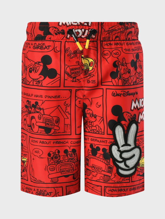 Бермуды для купания с принтом Mickey, красные Marc Jacobs | Фото 1