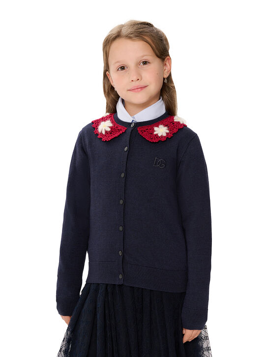 Кардиган с красным воротником, синий Dolce&Gabbana | Фото 3