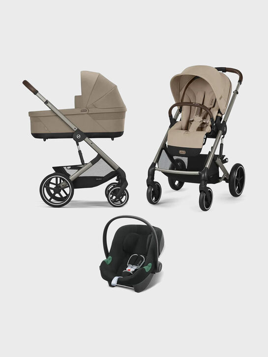 Коляска 3 в 1 Balios S Lux со спальным блоком Cot S и автокреслом Aton B2 i-Size, бежевая CYBEX | Фото 1