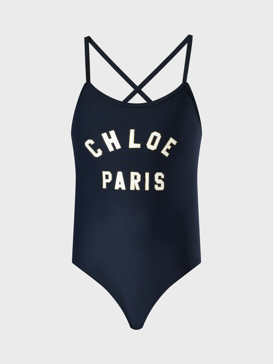 Купальник с белым лого, темно-синий Chloe | Фото 1