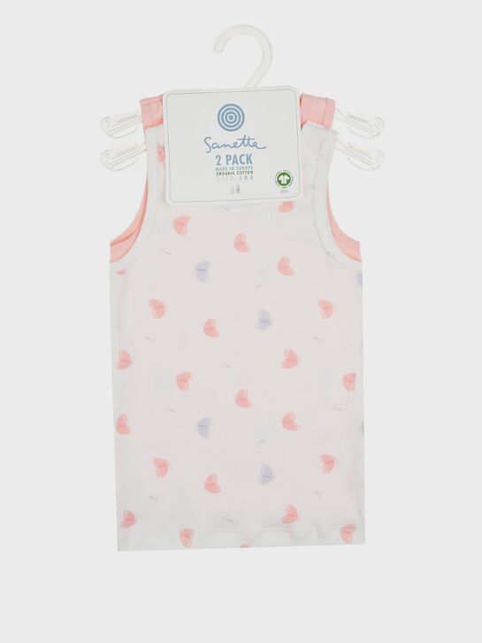 Комплект маек с принтом разноцветных бабочек + однотонная, 2шт Sanetta | Фото 1