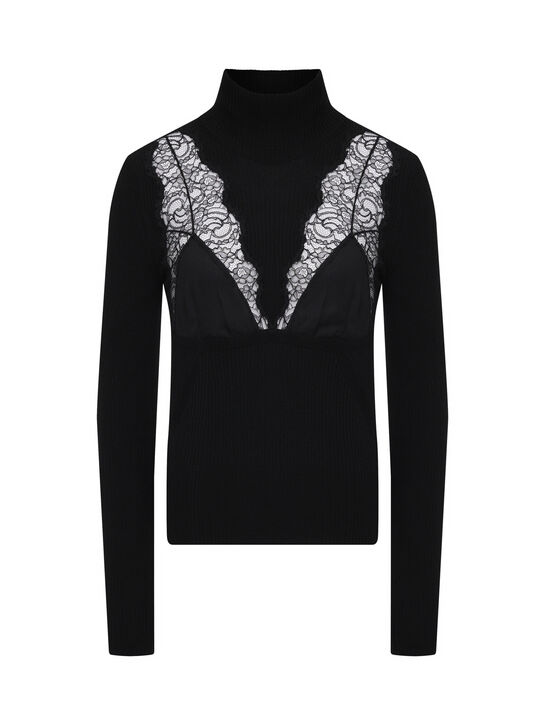 Джемпер с имитацией бра, черный Blumarine | Фото 1