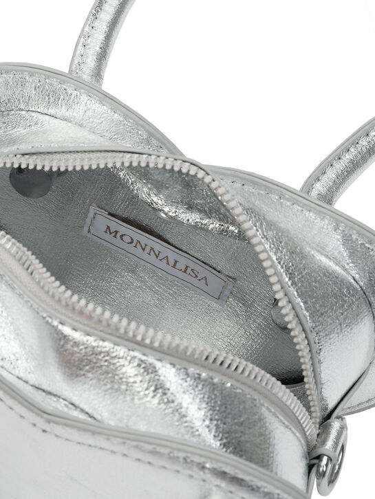 Сумка в форме сердца, серебристая Monnalisa | Фото 5