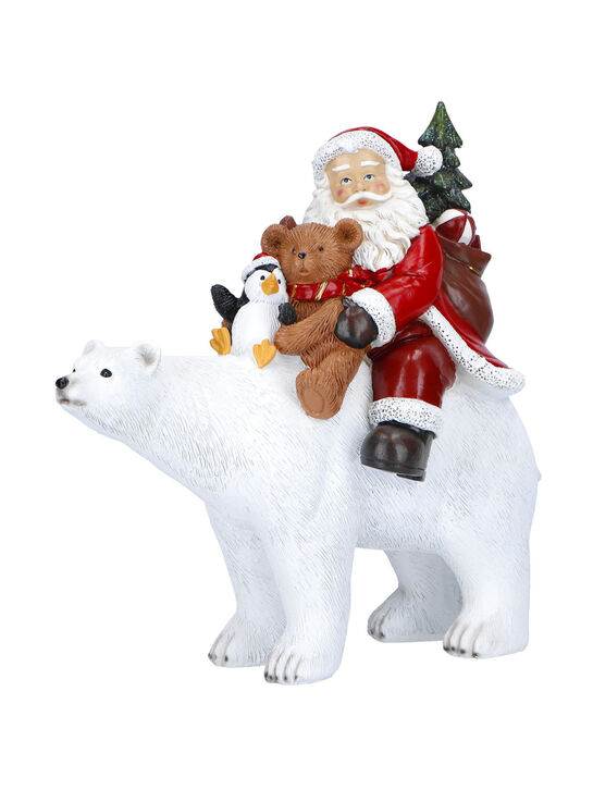 Новогодний сувенир Санта на белом медведе 24,5×11,5×23 см Timstor | Фото 1