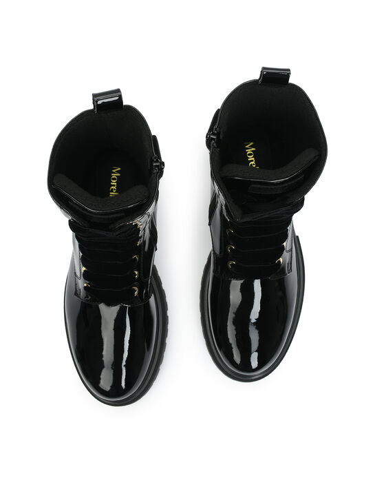 Ботинки лаковые с бархатными шнурками, черные Morelli | Фото 13