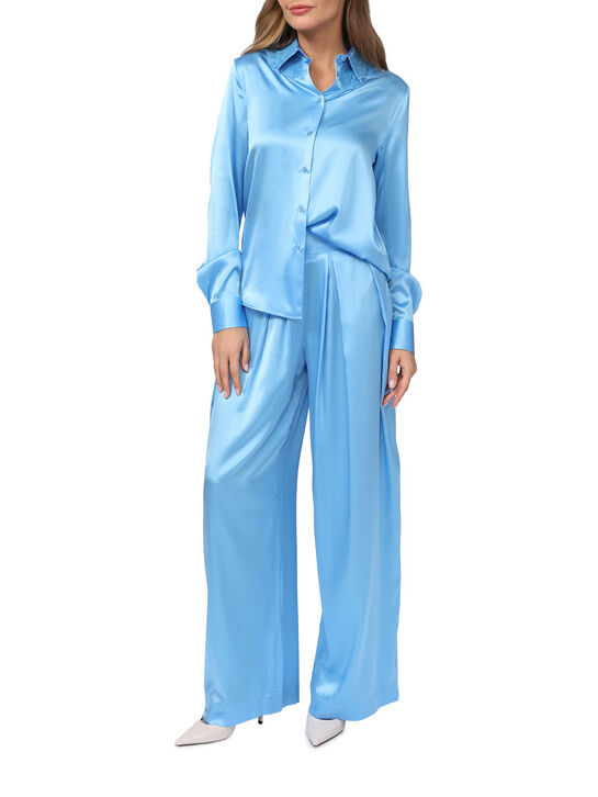 Брюки из голубого шелка Ermanno Scervino | Фото 2