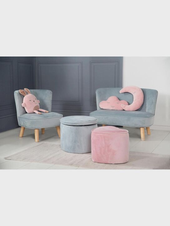 Детский велюровый овальный пуфик Lil Sofa, голубой Roba | Фото 6