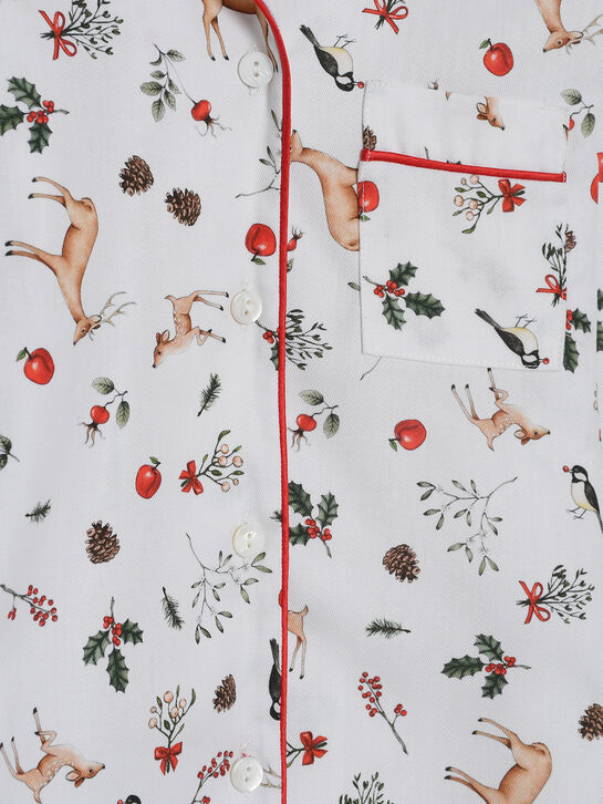 Пижама со сплошным новогодним принтом, белая Story Loris | Фото 6