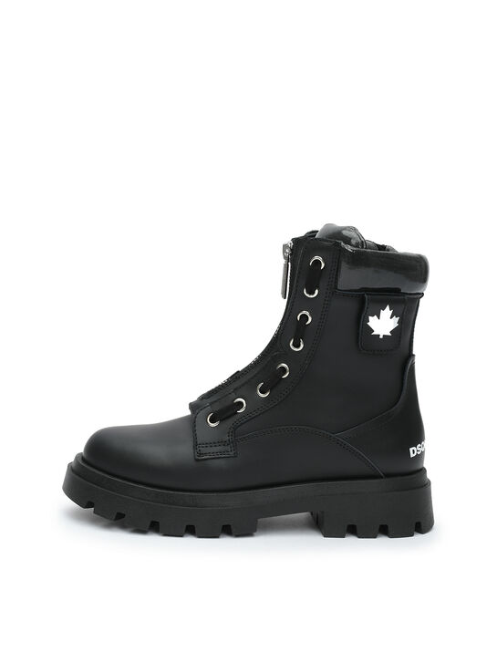 Ботинки с белым логотипом, черные Dsquared2 | Фото 1