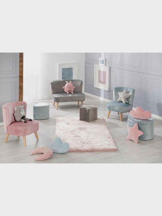 Детский велюровый овальный пуфик Lil Sofa, голубой Roba | Фото 10