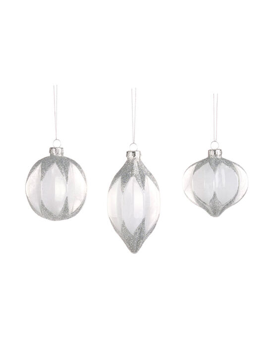 Елочные подвески Шары с серебристыми блестками, 8 см Goodwill | Фото 1