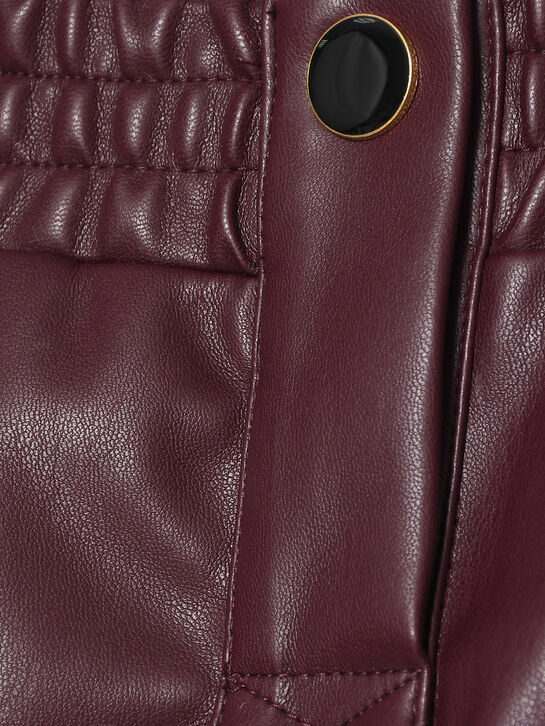 Мини-юбка из эко-кожи, бордовая MSGM | Фото 4