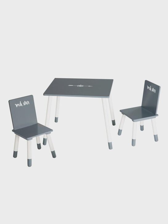 Комплект детской деревянной мебели Rock Star Baby: стол + 2 стульчика, серый/белый Roba | Фото 1