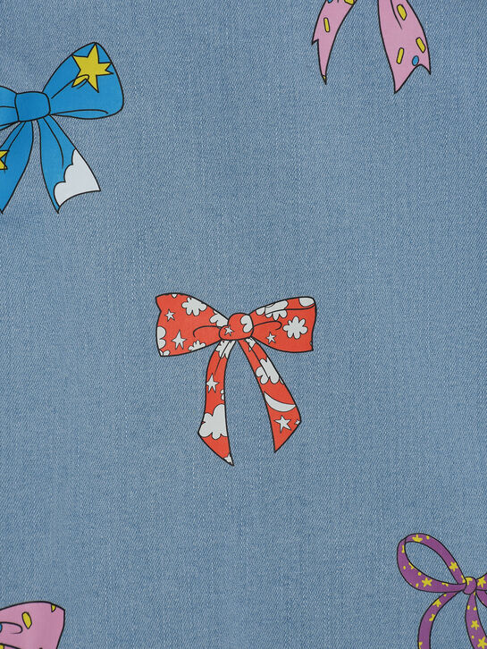 Платье с принтом бантиков, голубое Stella McCartney | Фото 3