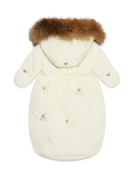 Конверт с отделкой мехом енота, белый Manudieci | Фото 2