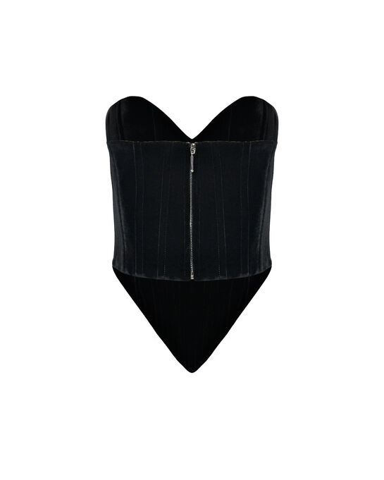 Бархатный корсет, черный ALINE | Фото 6