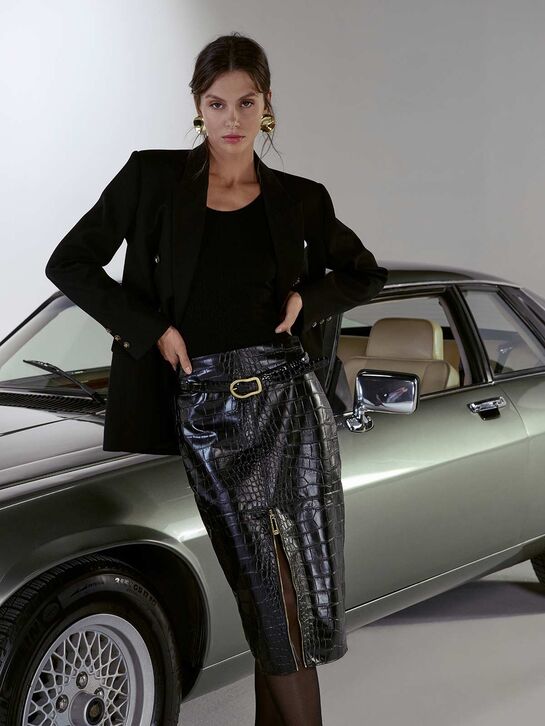 Юбка-карандаш из эко-кожи, черная Elisabetta Franchi | Фото 2