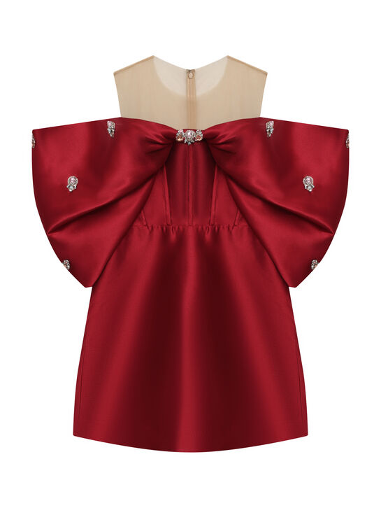 Платье с имитацие банта, красное Maison Ava | Фото 1