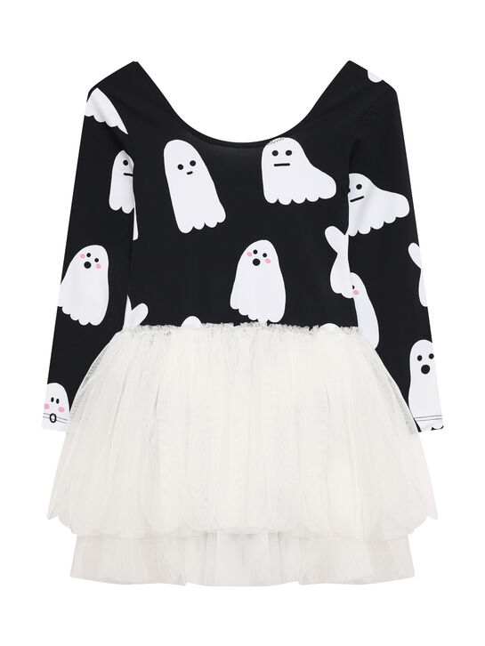 Платье с принтом привидений, черное Stella McCartney | Фото 1